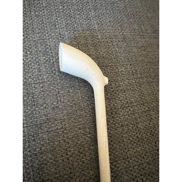 White Ceramic Smoking Pipe - Long Stem & Curved Bowl Design - Picture 2 of 5